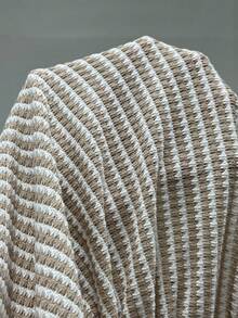 Coolane Blusa feminina plus size de verão, listrada, com cordão, estilo praia, básica e casual, que define a cintura e valoriza a silhueta. - Bege - Ver 8