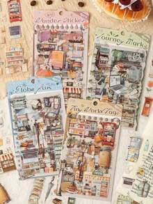 2 Sets Of 8 Pcs Travel Series Sticker Scrapbooking Supplies For Junk Journal - various - View 8