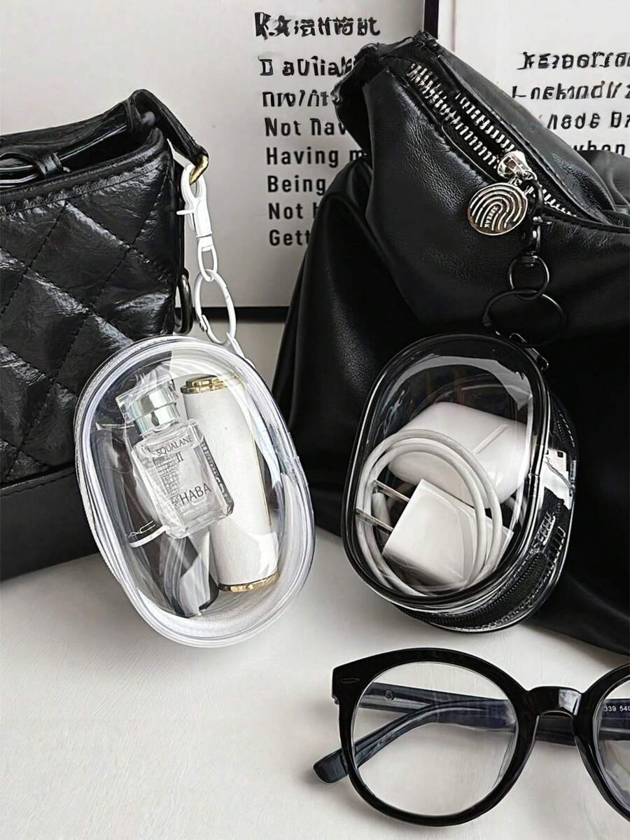 1pc Simple & Stylish Cable Organizer Pouch, Portable Travel Case For Earphones, Charging Cables & Bluetooth Earbuds - Multicolor - View 1