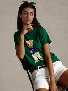 2026 New Arrive Summer Women's Bear Print Round Neck Short Sleeve T-Shirt,Summer,Suitable For Work And Daily Commute/ St Patrick/ Green - Green - View 5