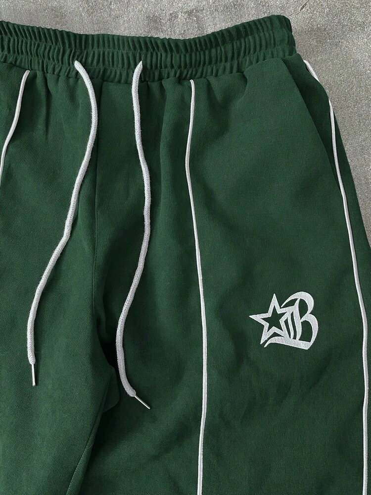 STYNVO Completo casual da uomo con stampa a lettere e chiusura lampo, tuta da uomo autunnale, set da jogging con pantaloni e giacca, tuta da uomo, completo da jogging - Verde Scuro - Visualizzare 3