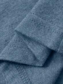 DAZY 2pcs/Set Women Casual Contrast Color Patchwork Knit Long Sleeve T-Shirt And Straight Leg Pants Loungewear Set, Spring - Baby Blue - View 6