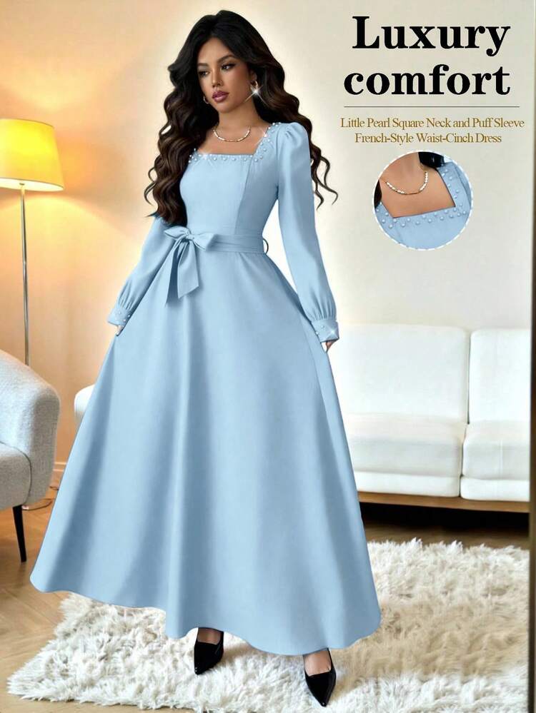 pale blue vintage dress Turn-down Collar Summer for Women Elegant Short Sleeve Solid Office Party Midi Sundress A-line High Waist This Vintage Inspired Rococo Pale Blue Brocade Dress is the perfect way to add a touch of 18th century grandeur to your wardrobe 1970s Jessica McClintock Gunne Sax