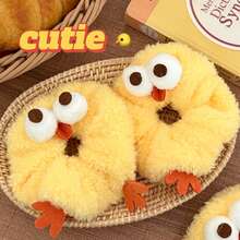 1 pieza Nuevo y lindo lazo para el cabello de peluche con diseño de pollo - Divertido y dulce scrunchie estilo kawaii para niña, banda elástica versátil para coleta y recogido - Multicolor - Ver 3