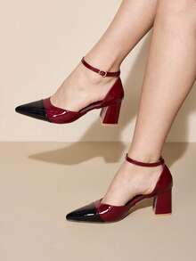 CUCCOO CURVES Women Shoes Women's Pointed Buckle Design Everyday Versatile Fashion Wide Last High Heels Valentine's Day - Multicolor - View 4