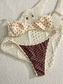 Swim Vcay Fashionable Sexy Hot-Selling Polka Dot Design Bikini Set, Summer - Multicolor - View 3