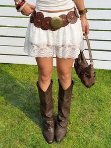 Muchica 时尚西式白色蕾丝女裙 - 白色 - 查看 4