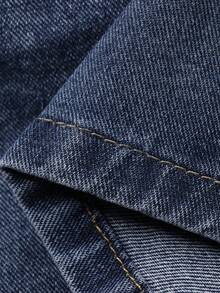 DAZY 女士宽松休闲做旧水洗牛仔短裤，时尚设计，适合春夏度假穿着 - 藍色 - 查看 3