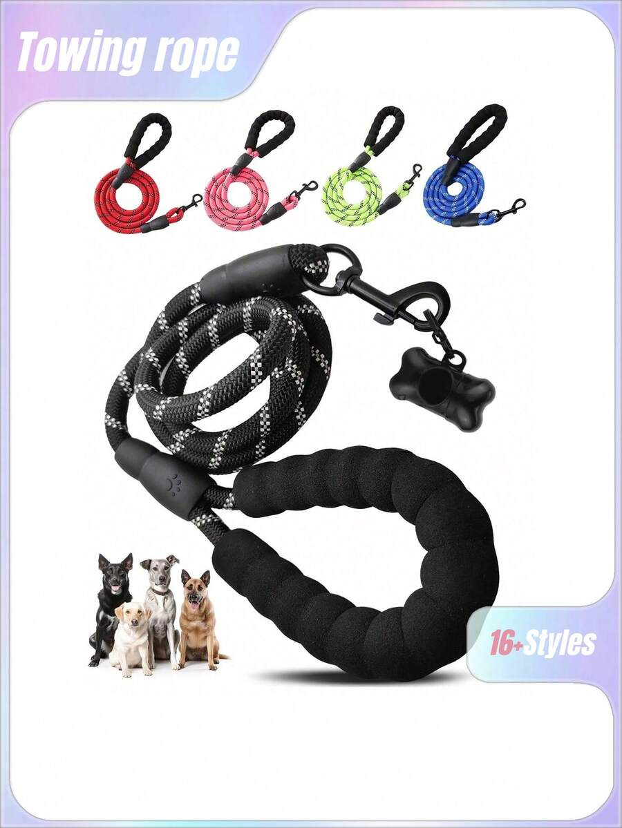 1 pieza Correa para perro, Correa, Correa para perro, Cuerda para perro, Correa deslizante para perro, Correas reflectantes para perro, Correa reflectante para perro, Correa deslizante para perro, Correa deslizante de cuerda, Correa para perro resistente, Correa de cuerda para perro, Correas negras para perro, Correas reflectantes para perro, Correa antitracción, Correa deslizante para perro, Correa de mascota - Multicolor - Ver 1