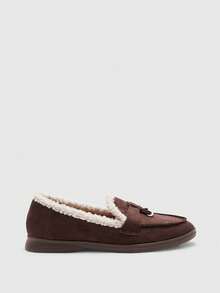 CUCCOO BIZCHIC Women's Casual Commuter Patchwork Faux Fur Slip-On Loafers - Coffee Brown - View 8