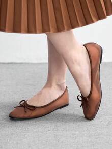 CUCCOO BIZCHIC Spring And Summer Women's New Mesh Breathable Bow Mary Jane Shoes Valentine's Day - Mesh brown - View 4