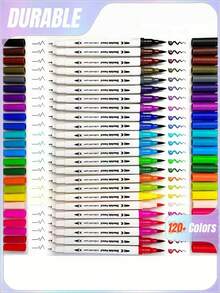 SHEIN Bộ bút dạ hai đầu 120/100/80/60/48/36/24/12 chiếc, Bộ bút dạ đầu mềm có thể giặt được, Nhiều mẫu mã để lựa chọn, Giấy vẽ không thấm nước, Bộ sưu tập nghệ thuật, Bút vẽ Graffiti, Bộ bút dạ màu nước, Bút màu dung lượng lớn chống nước, Quà tặng hoàn hảo, Bút dạ - Nhiều màu - Xem 2