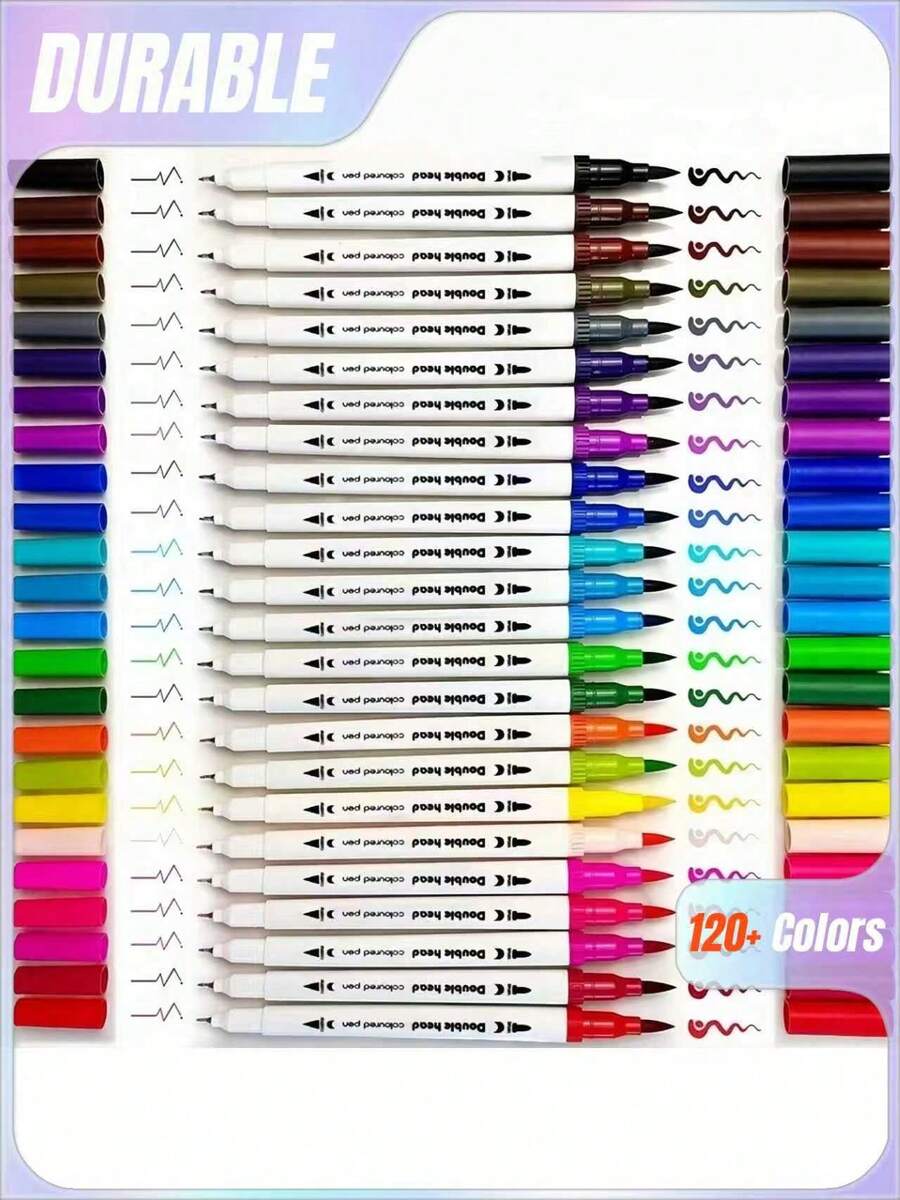 SHEIN Bộ bút dạ hai đầu 120/100/80/60/48/36/24/12 chiếc, Bộ bút dạ đầu mềm có thể giặt được, Nhiều mẫu mã để lựa chọn, Giấy vẽ không thấm nước, Bộ sưu tập nghệ thuật, Bút vẽ Graffiti, Bộ bút dạ màu nước, Bút màu dung lượng lớn chống nước, Quà tặng hoàn hảo, Bút dạ