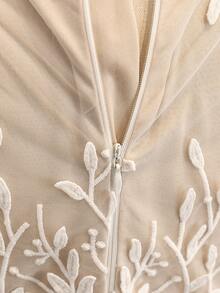 Tween-Mädchen Elegantes luxuriöses Tüll-Patchwork-Prinzessinnenkleid, geeignet für Geburtstagsfeiern, Hochzeiten, BlumenKleid - Aprikosenfarben - Übersicht 5