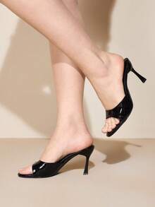 CUCCOO CURVES 宽楦女士黑色经典穆勒凉鞋，舒适低跟，适合通勤、约会、聚会、度假、派对及各种场合，情人节特惠。 - 壓紋黑色 - 查看 3