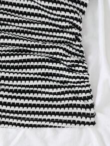 Elamini 女士休闲褶皱条纹吊带背心，适合日常穿着和度假，春夏皆宜 - 黑色 - 查看 4