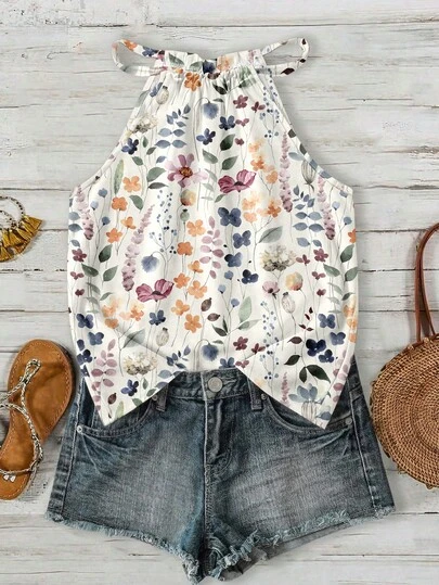 EMERY ROSE A Classic And Elegant Floral Print Camisole – A Bohemian-Style Summer Vacation Top, Suitable For The Beach, Cruise Ship, Music Festival, Concert, Wedding Guests, City Travel, Island Vacation, Country Music Events, And More. It Also Makes A Thoughtful Mother's Day Gift.