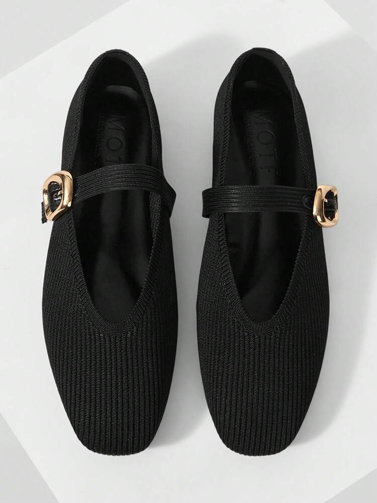 WOMEN SQUARE TOE BUCKLE STRAP FLATS VALENTINE'S DAY