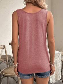 SHEIN Maternity Casual Solid Color Nursing Tank Top - Dusty Pink - View 2