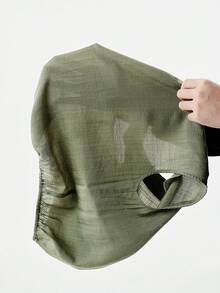 Aalyst 女士春夏单条纹亚麻法式优雅通勤度假浪漫下午茶复古无袖V领收腰上衣，搭配A字褶皱腰身长裙，两件套 - 軍綠色 - 查看 7