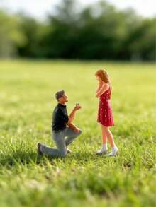 POKOJA LAND 1:64 Scale-Proposal Wedding Miniature Figure Toy Model-Proposal Man Woman Model, Everyday Versatile Figure-Miniature Figure Model, Suitable For DIY Landscape, Creative Scene, Miniature Scene Matching And Macro Photography, Wedding Or Proposal Scene Decorations, Valentine's Day Wedding Exquisite Gift Spring To Summmner - Multicolor - View 10