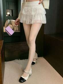 DAZY Women's Fashionable Versatile Mesh Leggings For Daily Wear - White - View 12