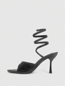 CUCCOO SZL Women's Lace-Up Design Fashionable Daily Wear High Heel Sandals - Black - View 8