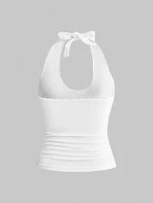 Sweetness Casual Relaxed Cute Dolphin Graphic Rhinestone Embellished Women Tank Top, Suitable For Island Vacation & Daily Wear - White - View 2