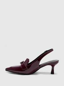 CUCCOO BIZCHIC Women Shoes Spring And Summer New French Pointed Stiletto Mid-Heel Empty Burgundy Single Shoes Outer Wear - Burgundy - View 10