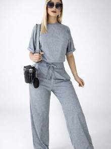 Conjunto para Dama 2 Piezas 
 Blusa con resorte + Pantalón
 Tela acatalanada (súper cómoda y con excelente caída) - Gris - Ver 3