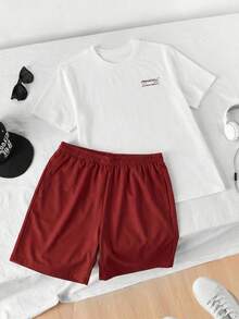 Manfinity BRENVOR Bộ đồ nam gồm áo thun ngắn tay cổ tròn in hoa và quần short, bộ đồ nam ngắn tay và quần short, bộ đồ nam màu đỏ, bộ đồ nam áo thun và quần short, bộ đồ nam quần short, bộ đồ nam áo thun in hình và quần short, bộ đồ nam áo thun và quần short, bộ đồ nam thường ngày, bộ đồ nam áo thun in hình và quần short, bộ đồ nam áo thun in hoa hồng. - trắng - Xem 3