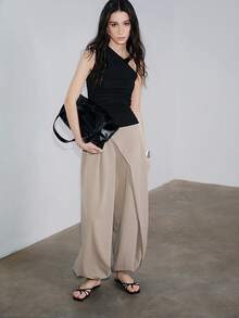 女式法式方头纯色细带人字拖设计大码黑色平底凉鞋，2025夏季新款音乐节度假风时尚简约百搭黑色沙滩鞋，适合比基尼性感韩版风格拖鞋，室内防滑轻便休闲家居拖鞋 - 黑色 - 查看 4