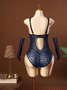 SHEIN 3pcs Plus Size Sexy Lingerie Set With Underwire - Navy Blue - View 8