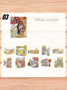 一套10张PET防水日记贴纸，自然美学贴纸，适用于日记、剪贴簿、DIY工艺品和艺术用品 - 多款 - 查看 20