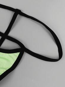 1pc Fashionable Vibrant Green Fabric Mid-Rise Sexy Men's Briefs - Green - View 7