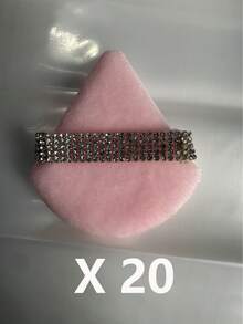 Diamond-Studded Triangular Powder Blotting Soft Crystal Velvet Setting Powder Puff Makeup Powder Blotting Sponge Beauty Fan-Shaped Sponge Tool - Pink - View 10