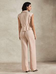 Briarwyn Bộ áo và quần dài nữ màu trơn dáng thường ngày có dây rút - Màu be - Xem 10