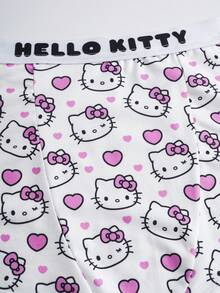HELLO KITTY AND FRIENDS | SHEIN Plus Size Letter & Cartoon Graphic Bra And Boyshorts Set - Pink - View 4