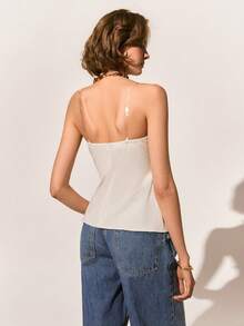 Poéselle Women's Elegant Pleated Strapless Top, Suitable For Summer Vacation And Dates - White - View 7