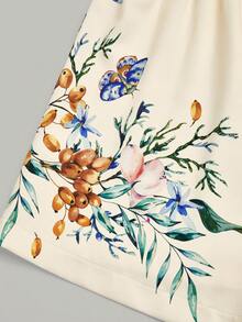 GlowEve CURVE 加大码女式杏色复古印花抽绳腰A字短裤。适合场合：日常休闲穿着、度假、轻度社交场合、轻度办公/通勤。 - 彩色 - 查看 4