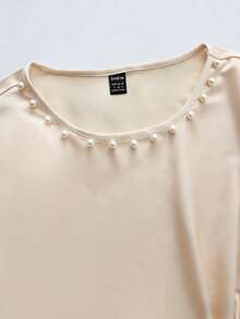 GlowEve 女士时尚喇叭袖褶皱腰身优雅连衣裙，适合休闲、度假、外出、派对、春夏穿着 - 杏色 - 查看 4