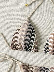 Swim Vcay Women Patchwork Minimalist Daily Swimsuit Set - Apricot - View 4