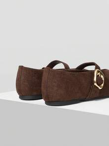 MOTF PREMIUM 女士通勤休闲舒适百搭玛丽珍方头平底鞋 - 咖啡棕鱷魚紋 - 查看 8
