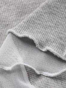 FRIFUL Áo thun nữ tay ngắn cổ tròn màu xám và trắng - Xám - Xem 3