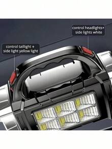 Super Bright Solar Powered Flashlight With USB Rechargeable & Waterproof Features, LED Light With COB Handle, Portable For Exploration, Camping And Patrol - Black - View 7