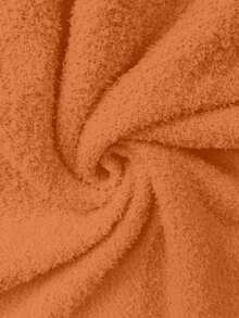 EMERY ROSE 秋冬季法式温柔风格杏色高领休闲不对称抓绒毛衣背心，适合外出和参加派对 - 橘色 - 查看 4