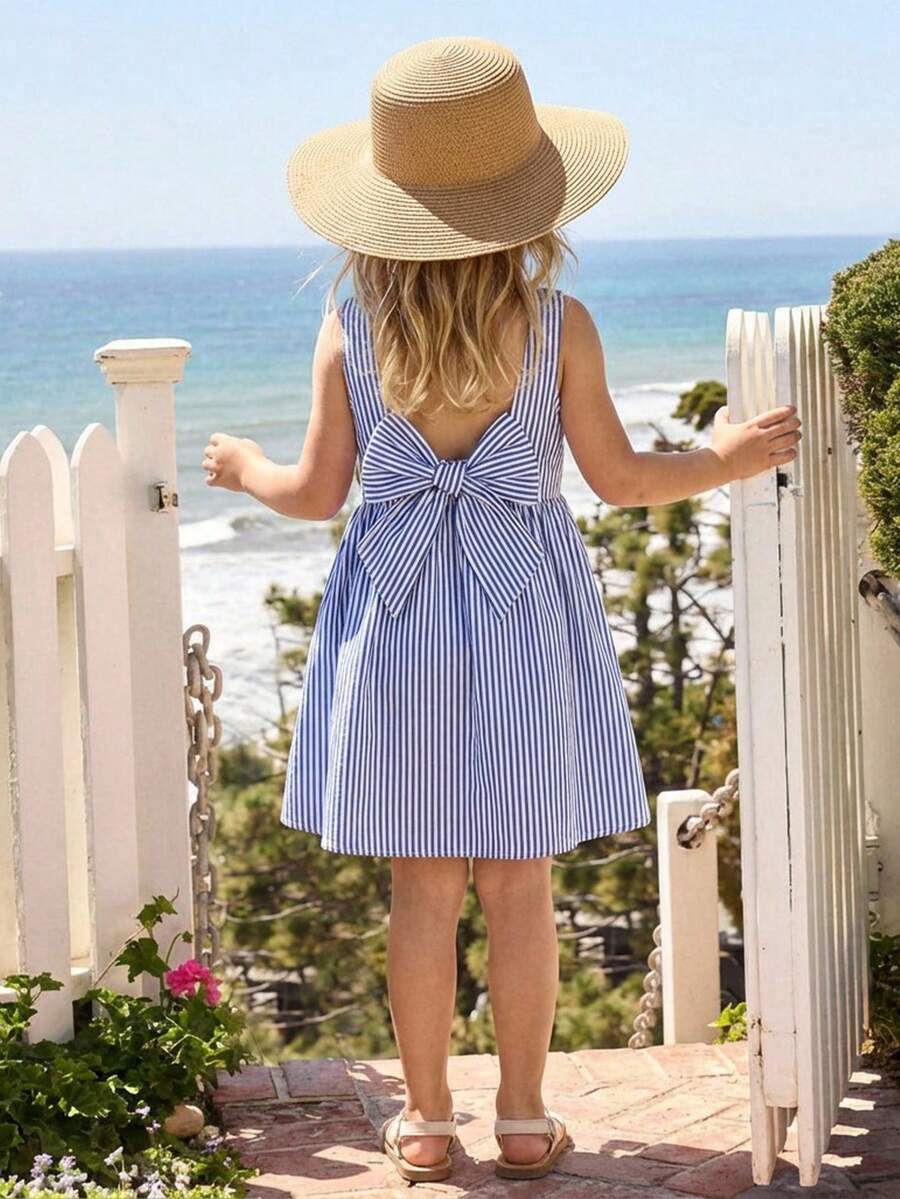 Emery Rose Kids Emery Rose Kids Young Girl Woven Striped Casual Camisole Dress Girl Sundress Toddler  Dress Blue Striped Dress Girls - Blue and White - View 1