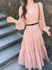 DAZY Đầm dài cho nữ, đầm dự tiệc cưới, trang phục Valentine cho nữ, đầm mùa hè. - Hồng - Xem 4