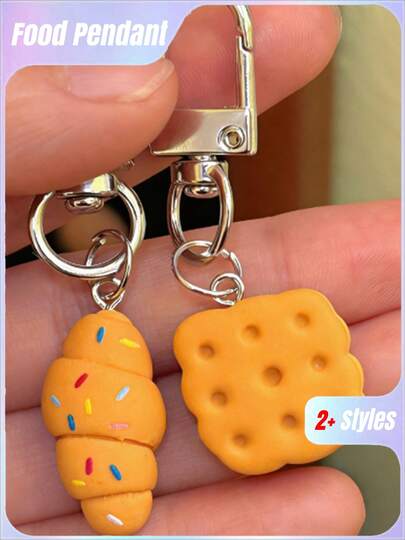 3pcs Cute Food-Inspired Bread Keychain Charms - Versatile Girly Accessories For Couples, Ideal As Small Gift Decorations
