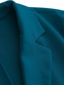 Franclia Casual Khaki Blazer Jacket Paired With Slim Fit Camisole Dress, Women's 2 Pieces Suit Set, Versatile For Commute And Daily Wear, Spring/Autumn - Teal Blue - View 4